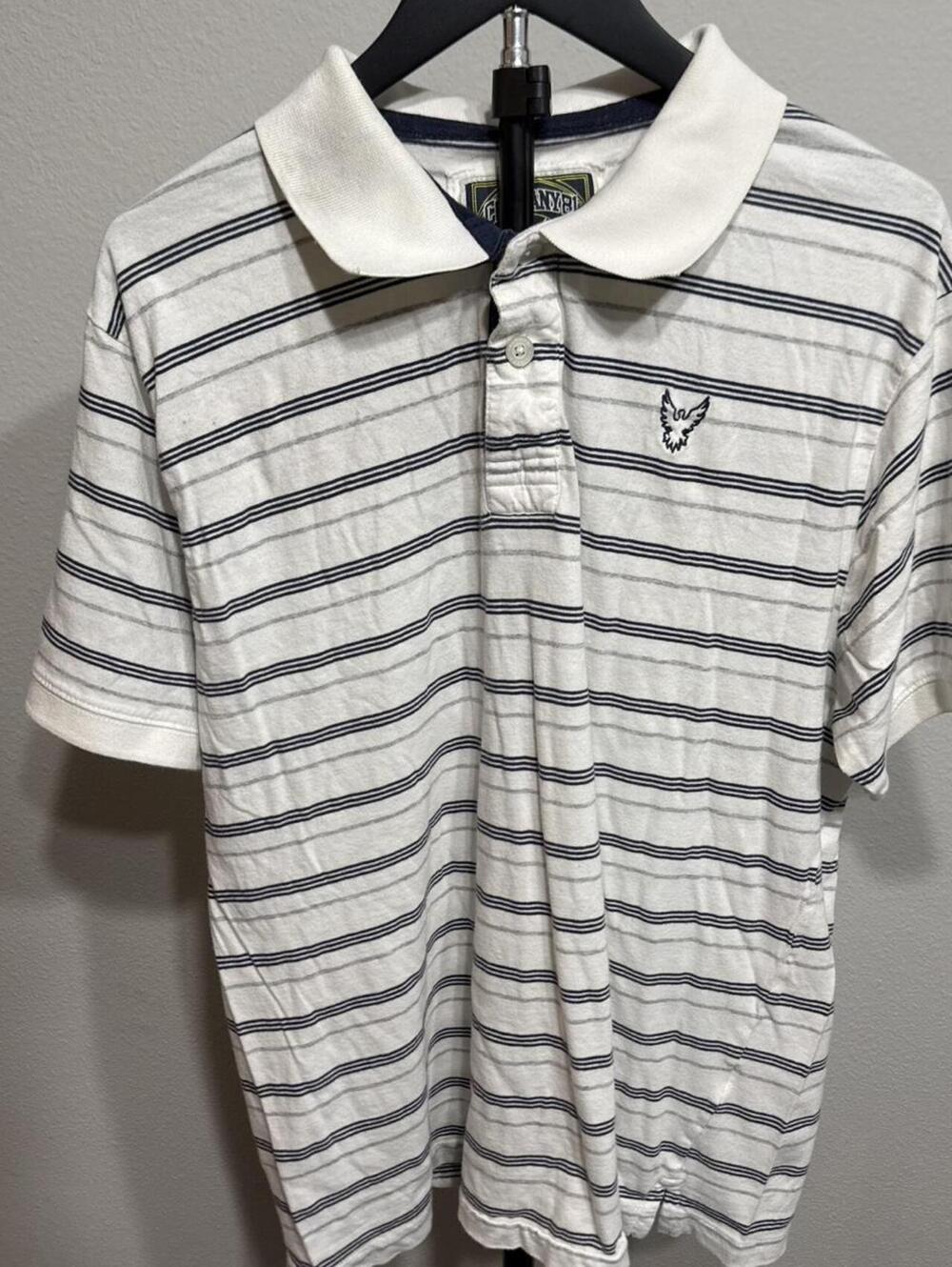 Men's White and Multi Polo-shirt